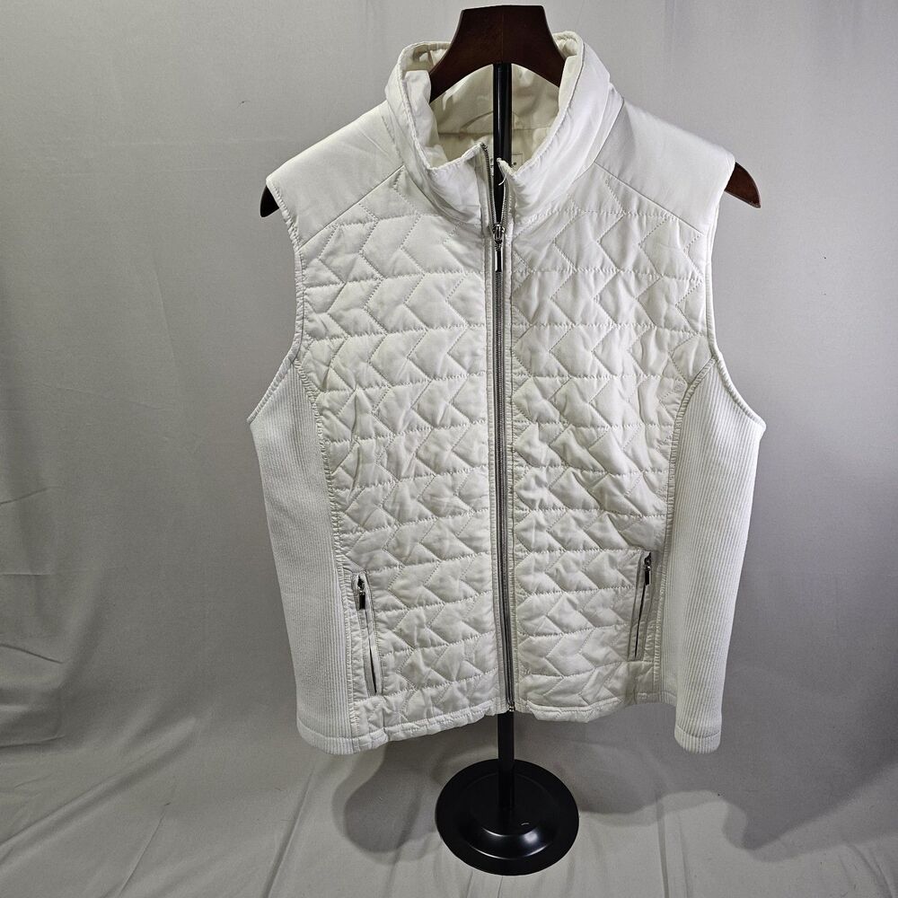 Christopher & Banks Quilted Vest Sleeveless Puffer Lightweight White XL